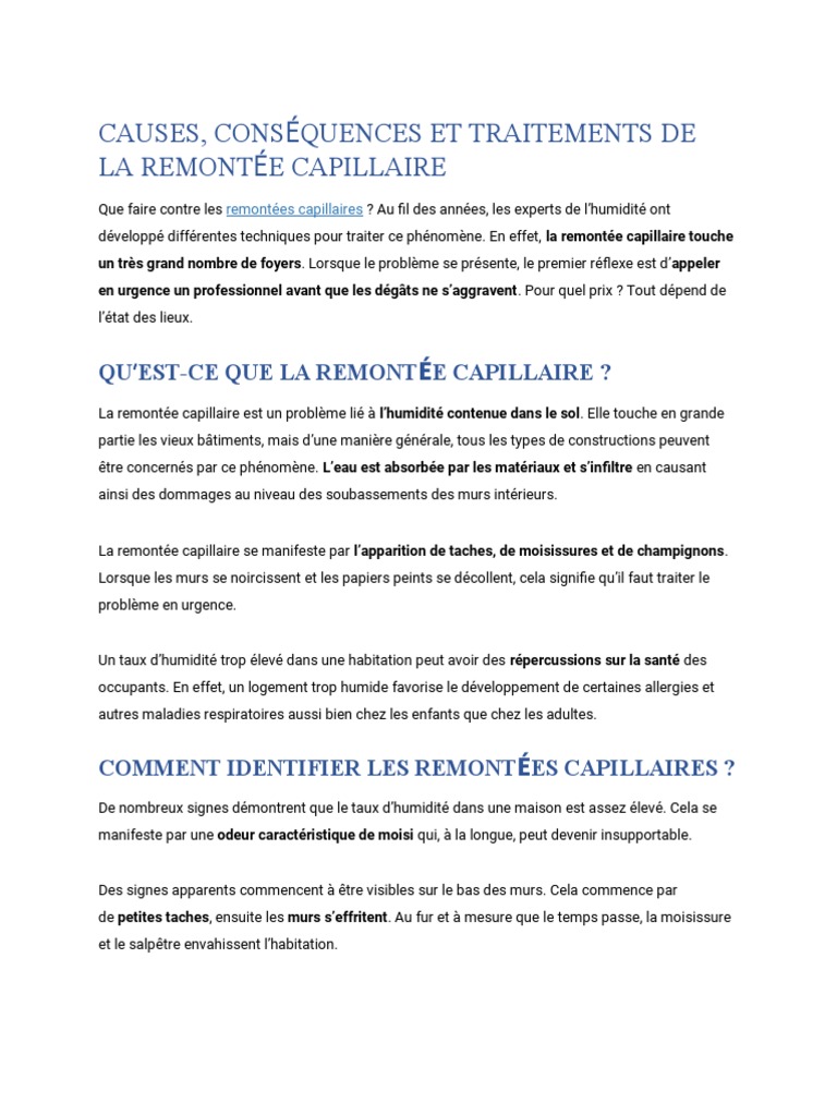 Remontées Capillaires | PDF