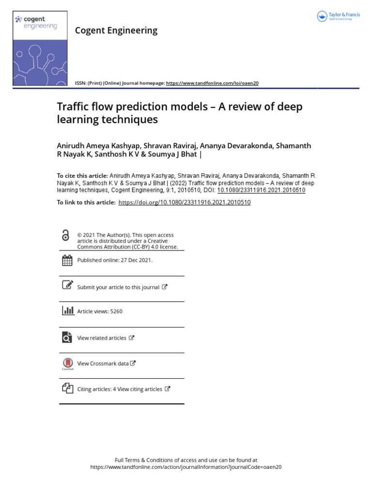 Traffic Flow Prediction Models A Review of Deep Learning Techniques ...