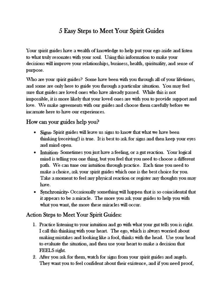 5 Easy Steps To Meet Your Spirit Guides Pdf Intuition Thought