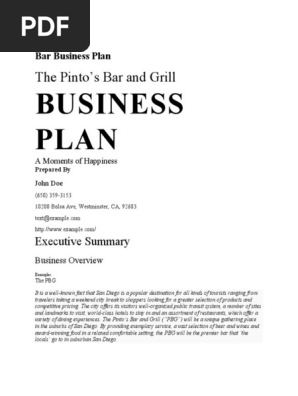 Bar Business Plan