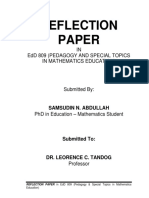 Reflection Papers in EdD 809 (Pedagogy & Special Topics in Mathematics Education)