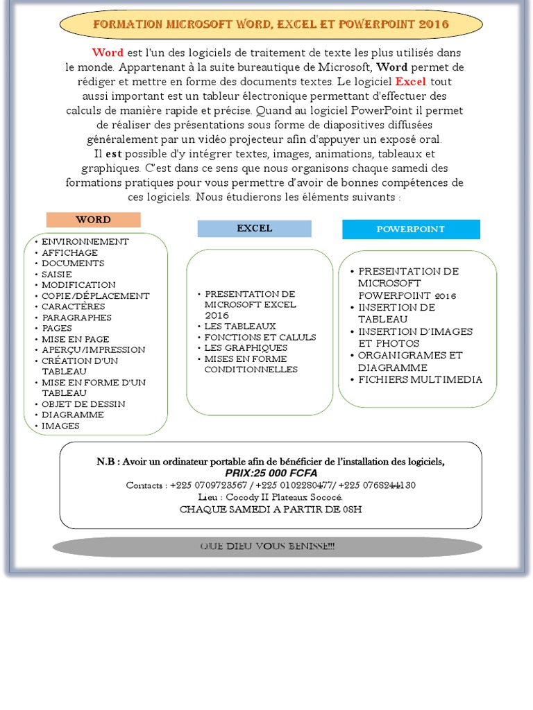 Formation Bureautique Word, Excel, PowerPoint | PDF | Microsoft ...