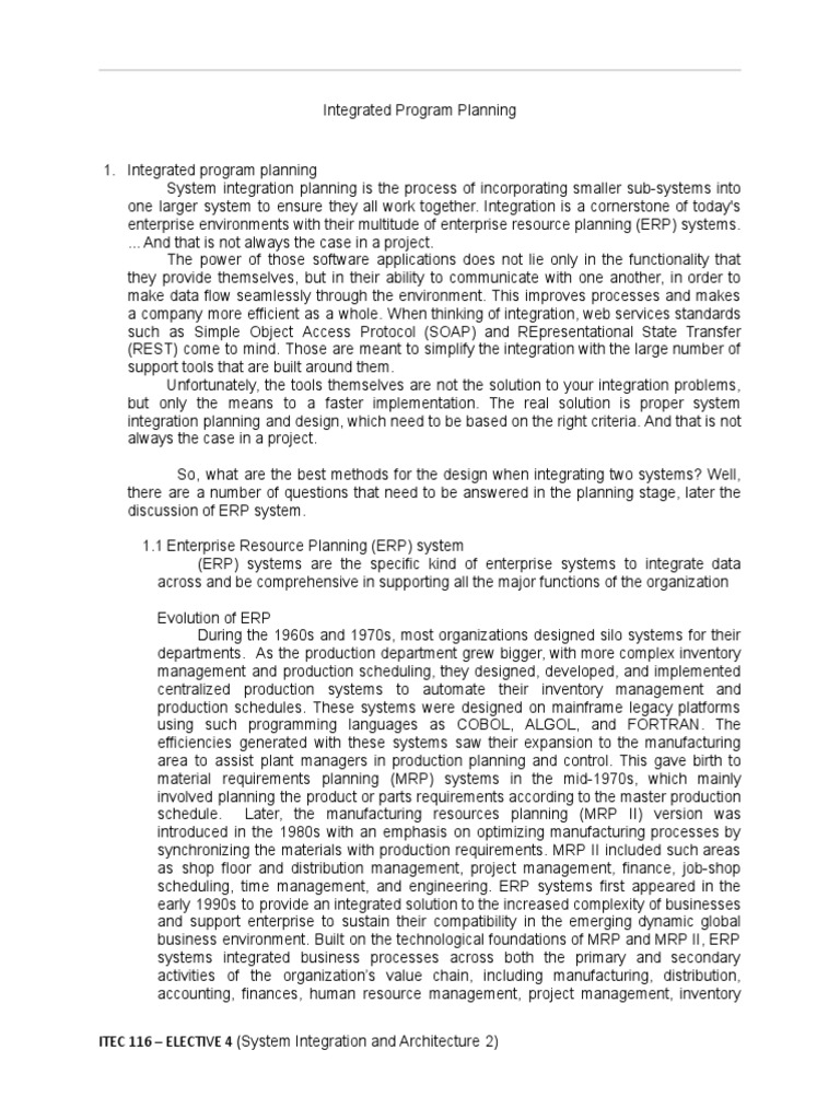 LECTURE 1 Process Integration | PDF | Enterprise Resource Planning