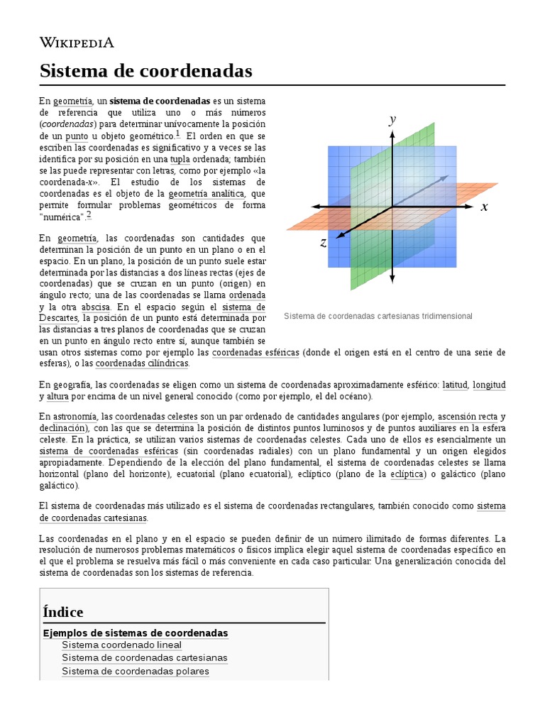 Sistema de Coordenadas PDF Sistema coordinado Sistema de