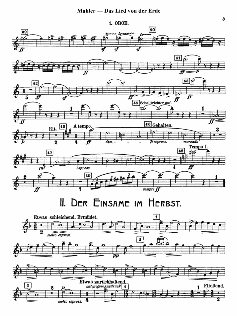 La Cancion de La Tierra G. Mahler Oboe 1 2o y 6o Mov. 1 PDF