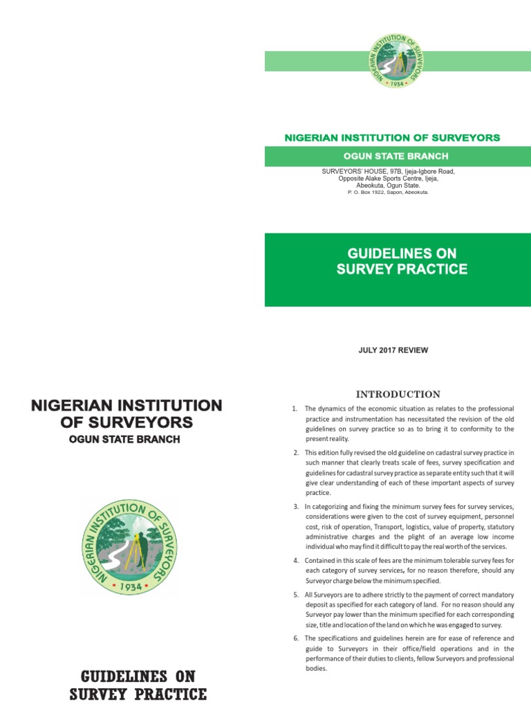 Ogun State Survey Practice Guidelines | PDF | Surveying | Fee