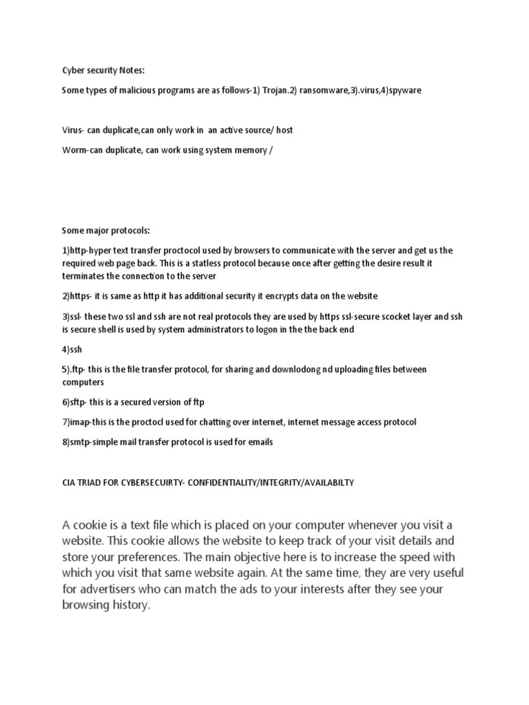 Cyber Security Notes Part 1 | Download Free PDF | File Transfer