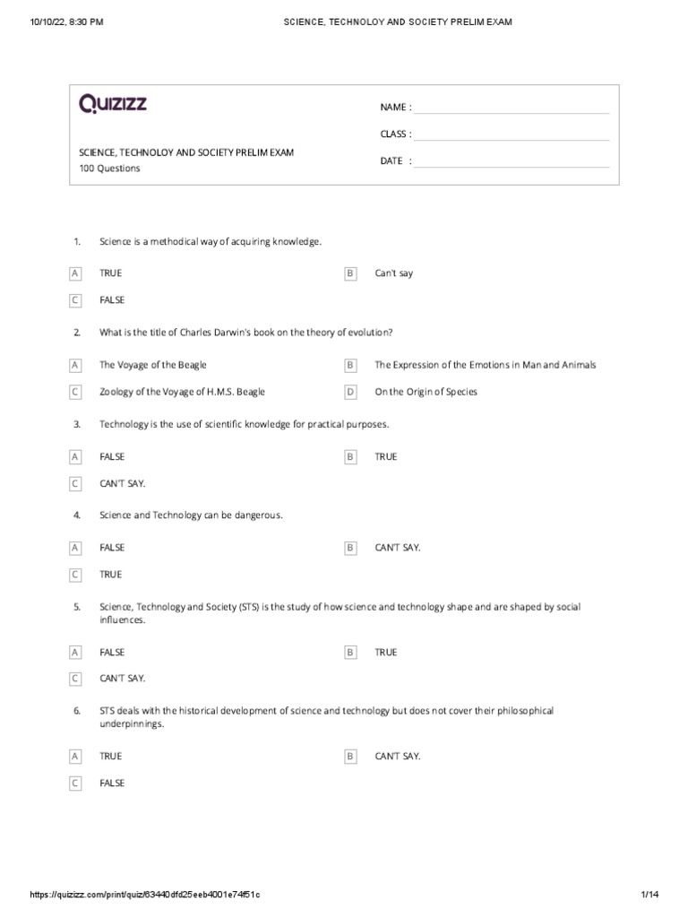STS Preliminary Exam Review Guide | PDF | Science | Social Sciences