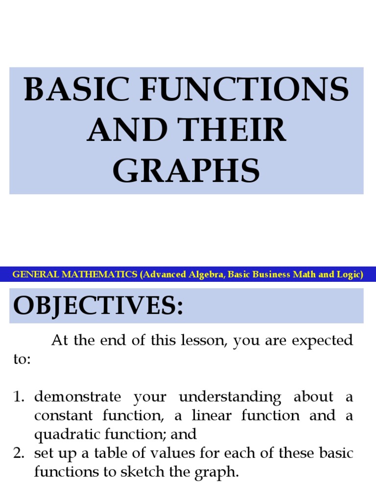 Basic Functions and Graphs Guide | PDF