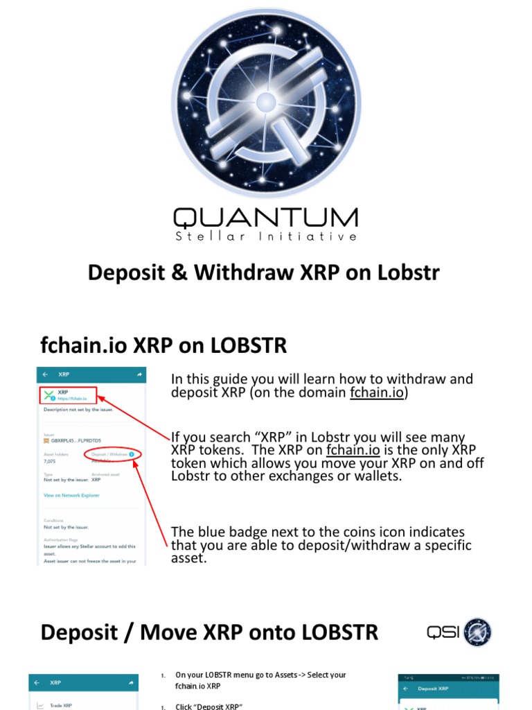 QSI - Deposit & Withdraw XRP On Lobsr | PDF