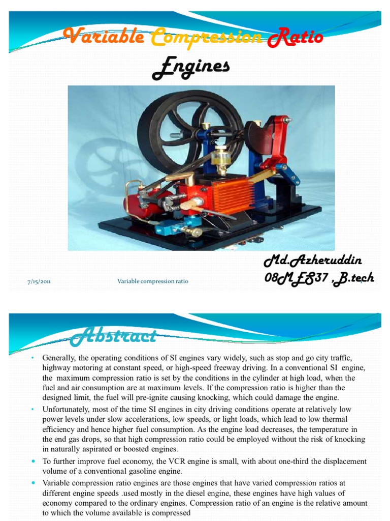 Variable Compression Ratio Engines PDF Internal Combustion Engine