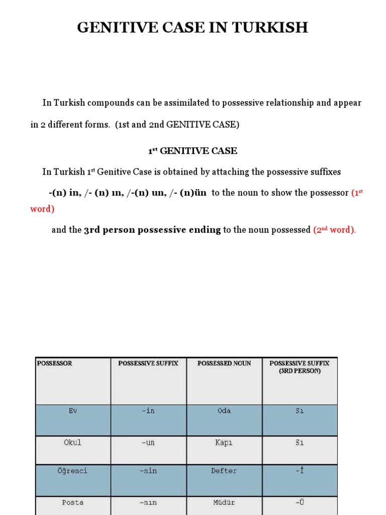 Genitive Case in Turkish Download Free PDF Linguistic Morphology