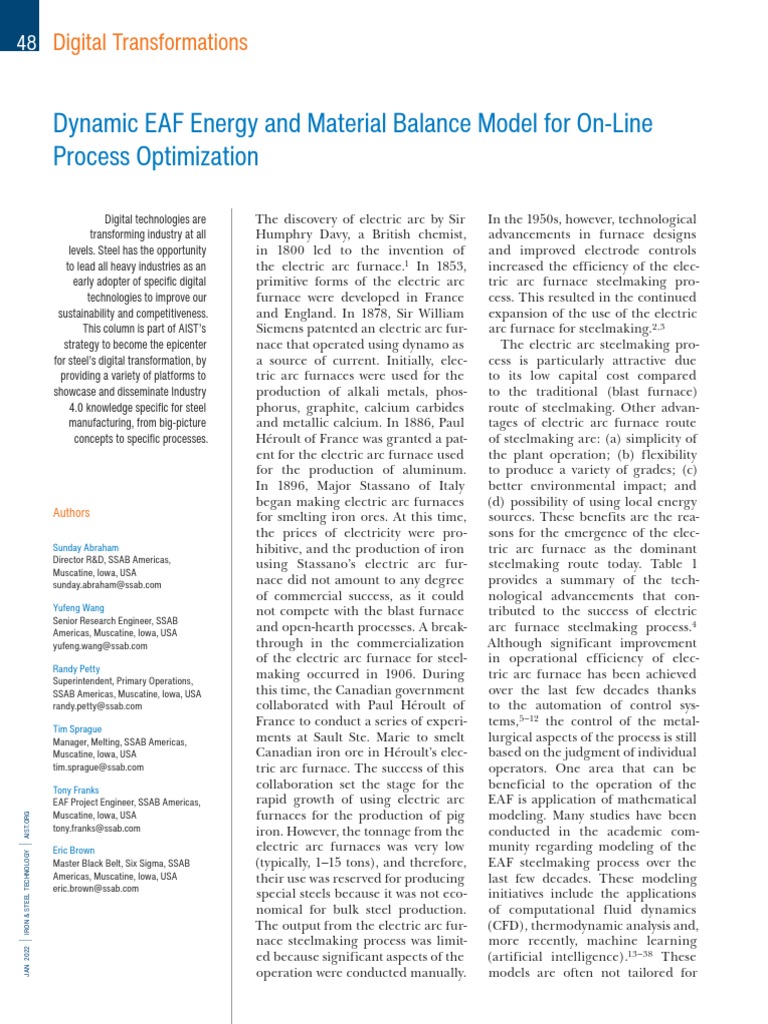 EAF Energy and Material Balance | PDF | Steelmaking | Combustion