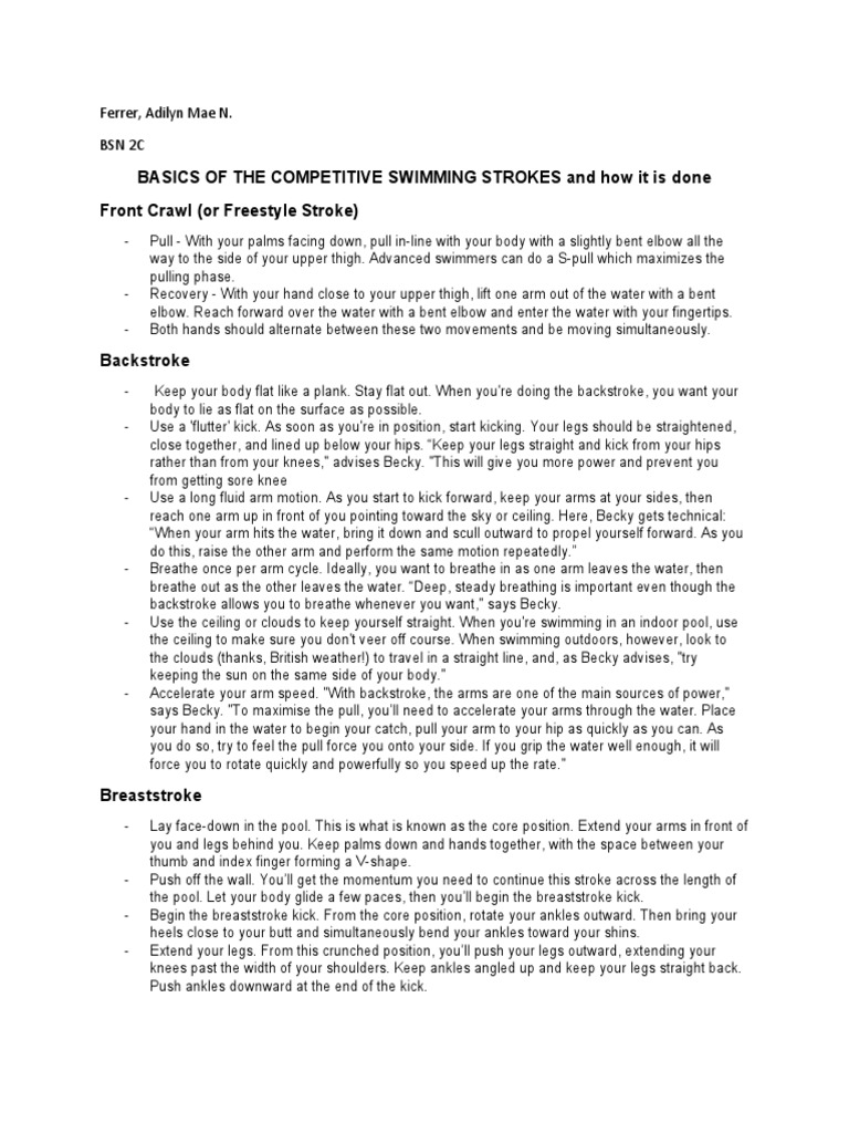 Swimming Pdf Athletic Sports Leisure Activities