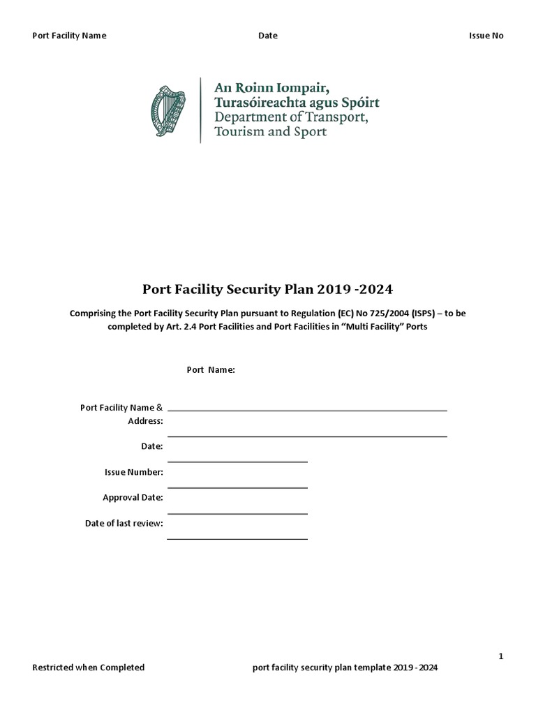 Port Facility Security Plan 2019 2024 PDF Computer Security