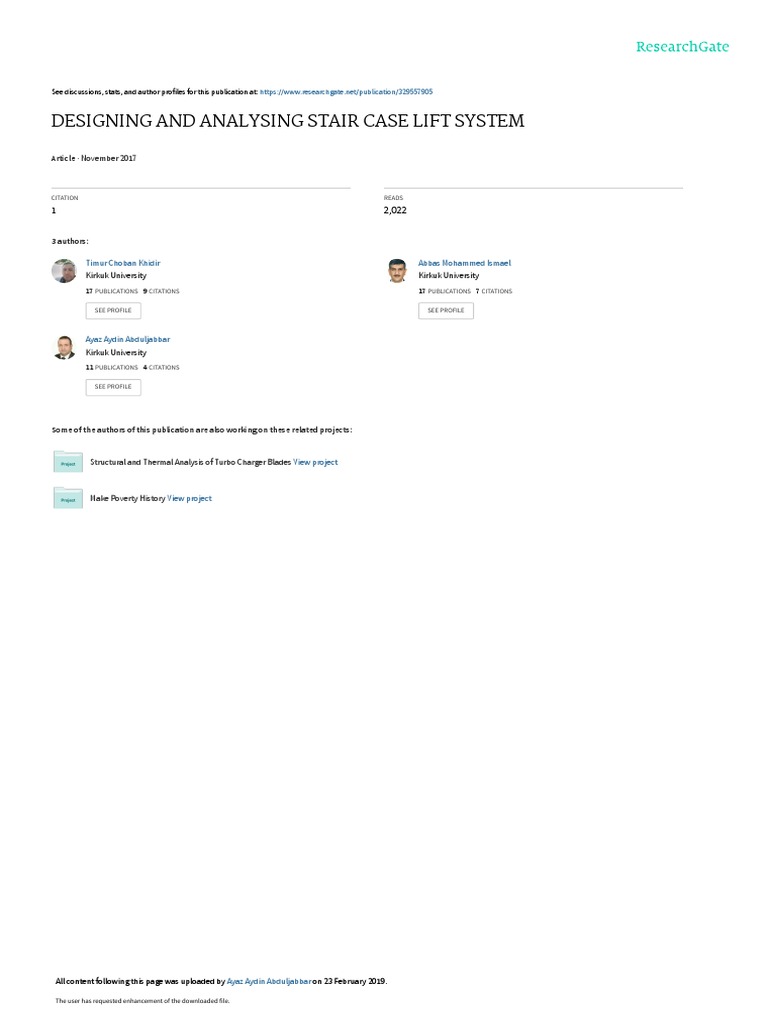 Designing And Analysing Stair Case Lift System Pdf Elevator Gear