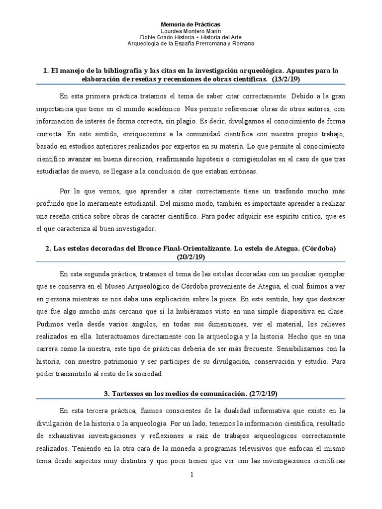 Memoria De Prácticas 1def Descargar Gratis Pdf Arqueología