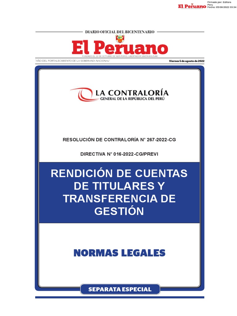 Rendici n de cuentas de titulares y transferencia de gesti n pdf