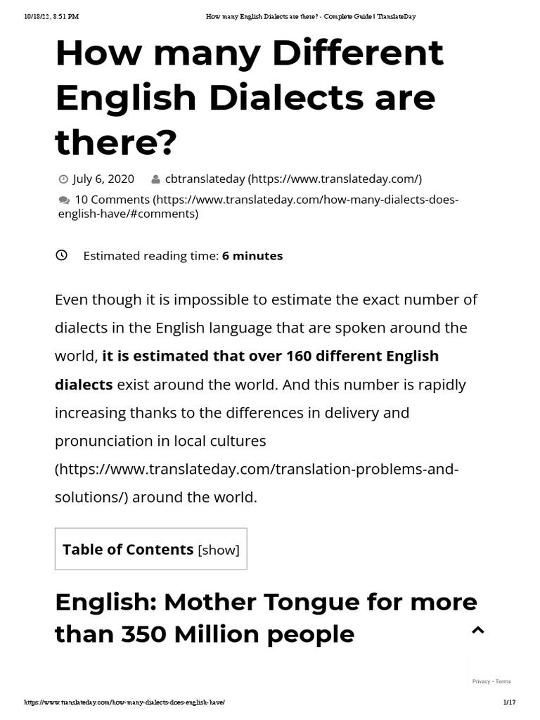 How Many English Dialects Are There - Complete Guide | PDF | English ...