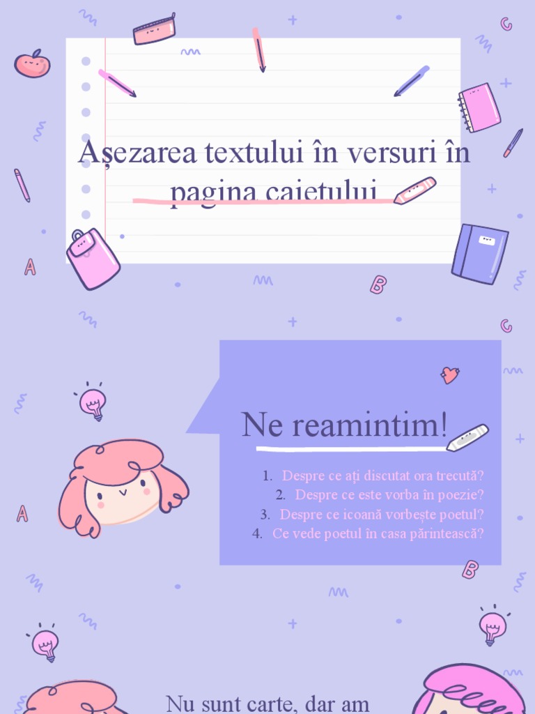 Așezarea Textului În Versuri În Pagina Caietului | PDF