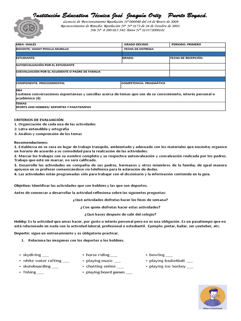 Inglés Décimo PDF Cognición Lingüística