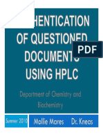 Authentication of Questioned Documents Using HPLC