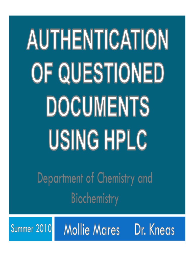 Authentication of Questioned Documents Using HPLC | PDF | High ...