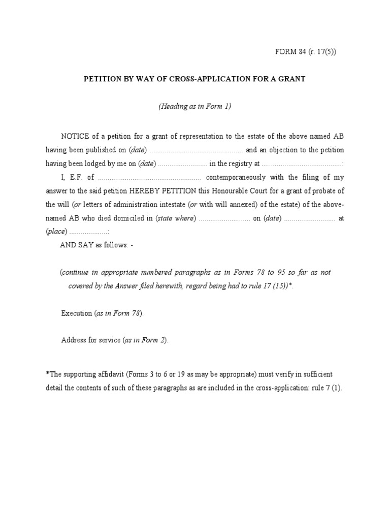 Form 84-Petition by Way of Cross-Application For A Grant - 2 | PDF