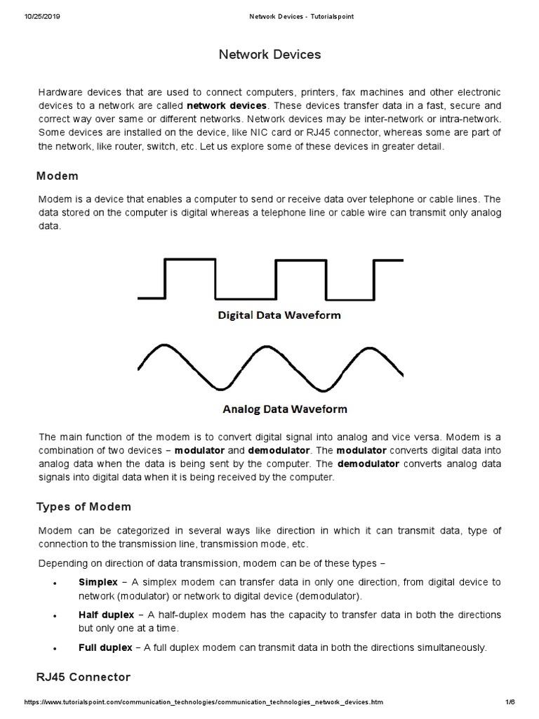 Network Devices Tutorialspoint PDF Computer Network Network Switch