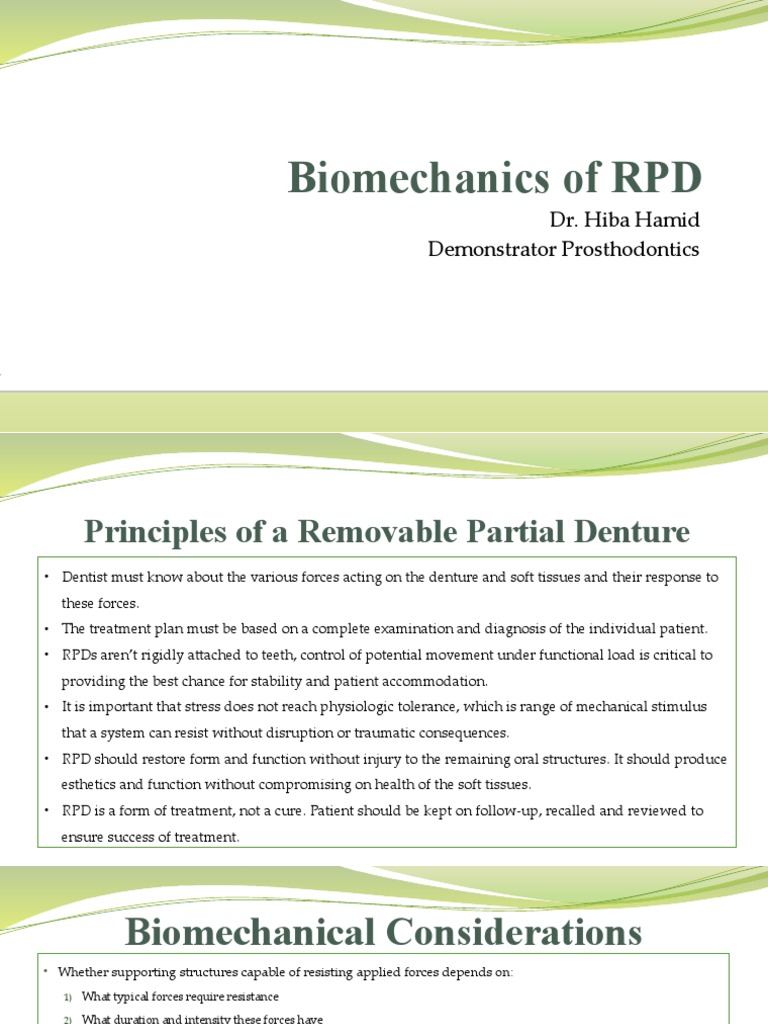 Biomechanics of RPD PDF Lever Dentistry Branches