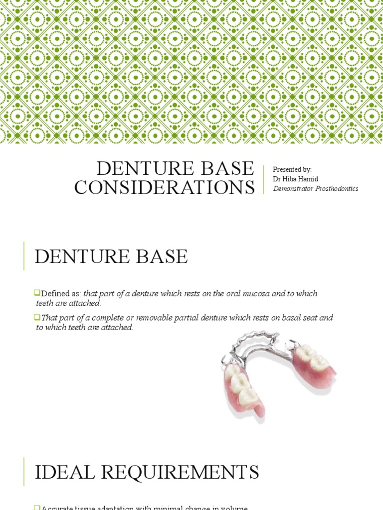 Denture Base Considerations in RPD | PDF | Dentures | Dentistry
