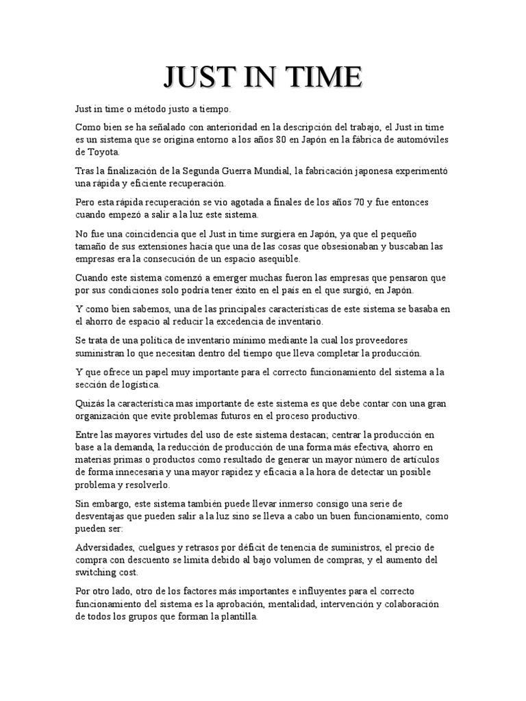 Just in Time | PDF | Lean Manufacturing | Economias
