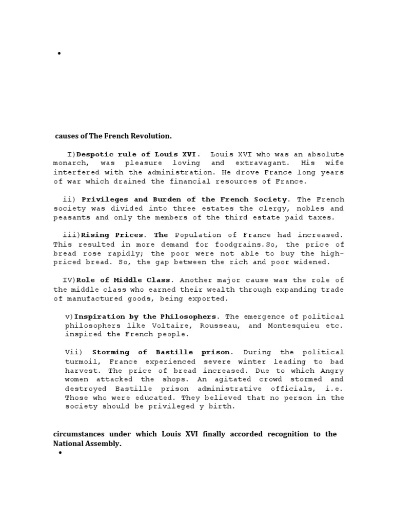 Causes of The French Revolution | PDF | France | French Revolution