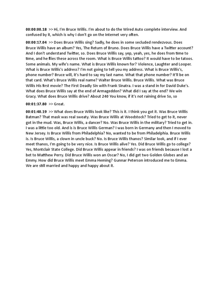 Bruce Willis Answers The Web's Most Searched Questions WIRED ...