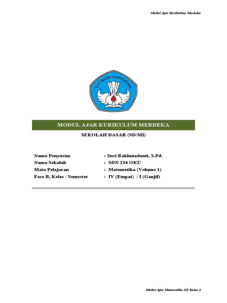 Modul Ajar Matematika Kelas 4 SD | PDF | Karier & Perkembangan