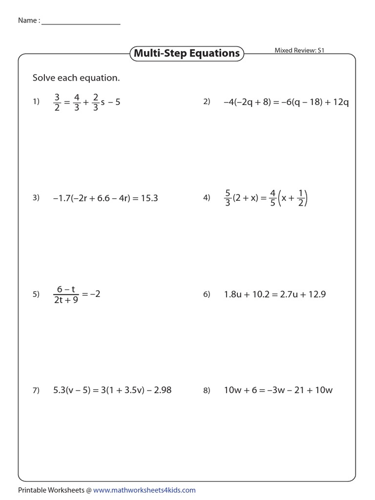 Equations Multi-Step Mixed-All | PDF