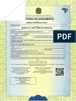 Certidão de nascimento de Jhonattan Rocha Costa