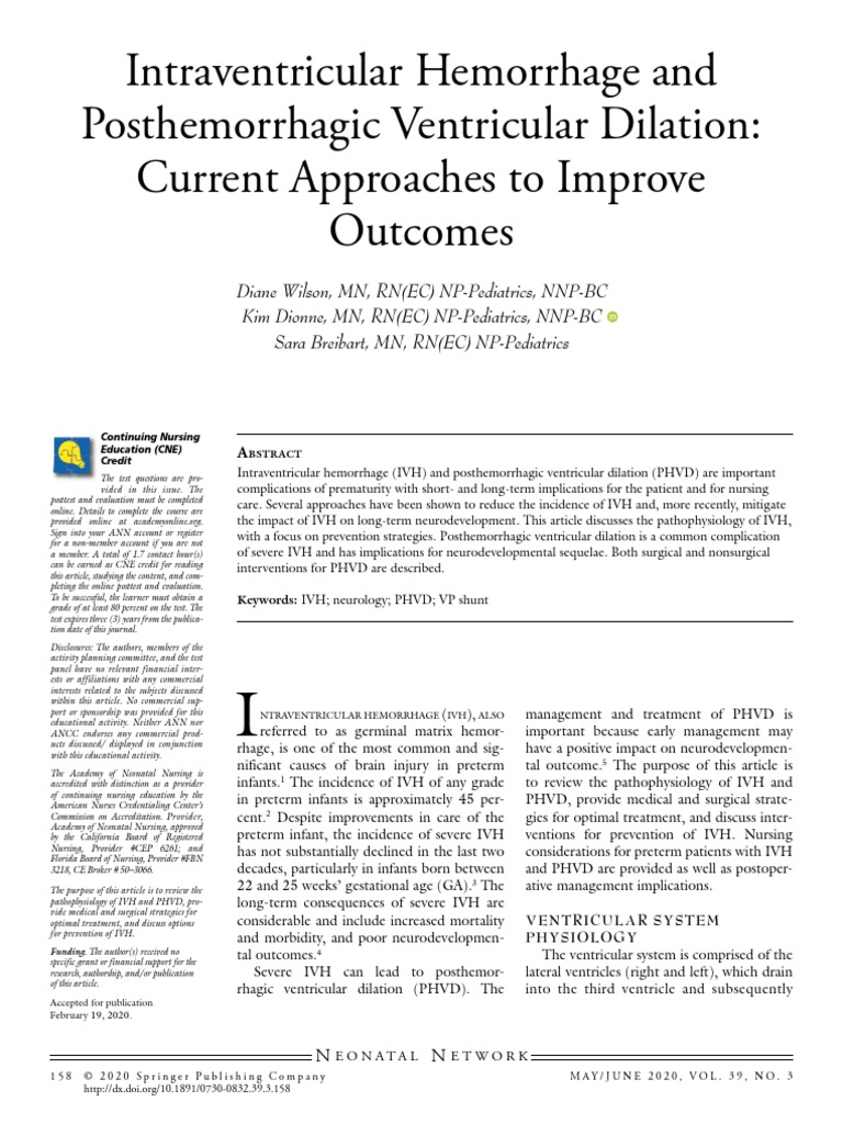 Ivh and PHVD | PDF | Cerebrospinal Fluid | Preterm Birth