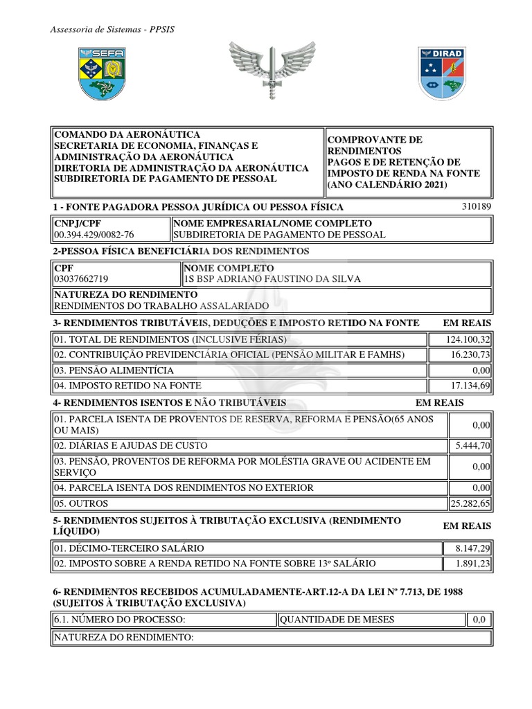 Sigepe Comprovante De Rendimentos