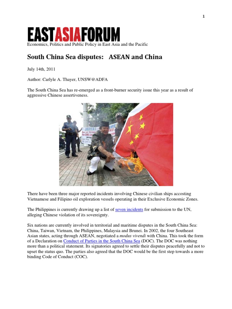 South China Sea Disputes: ASEAN & China | PDF | South China Sea | Taiwan