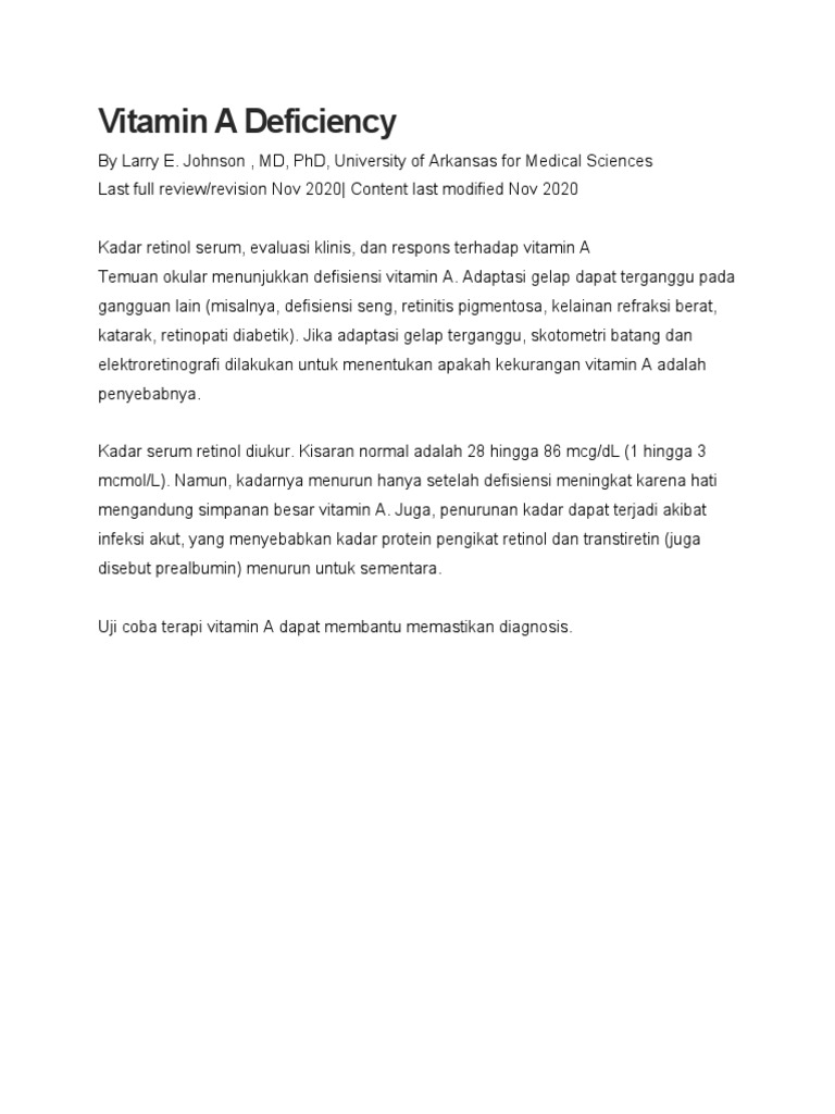 Vitamin A Deficiency | PDF
