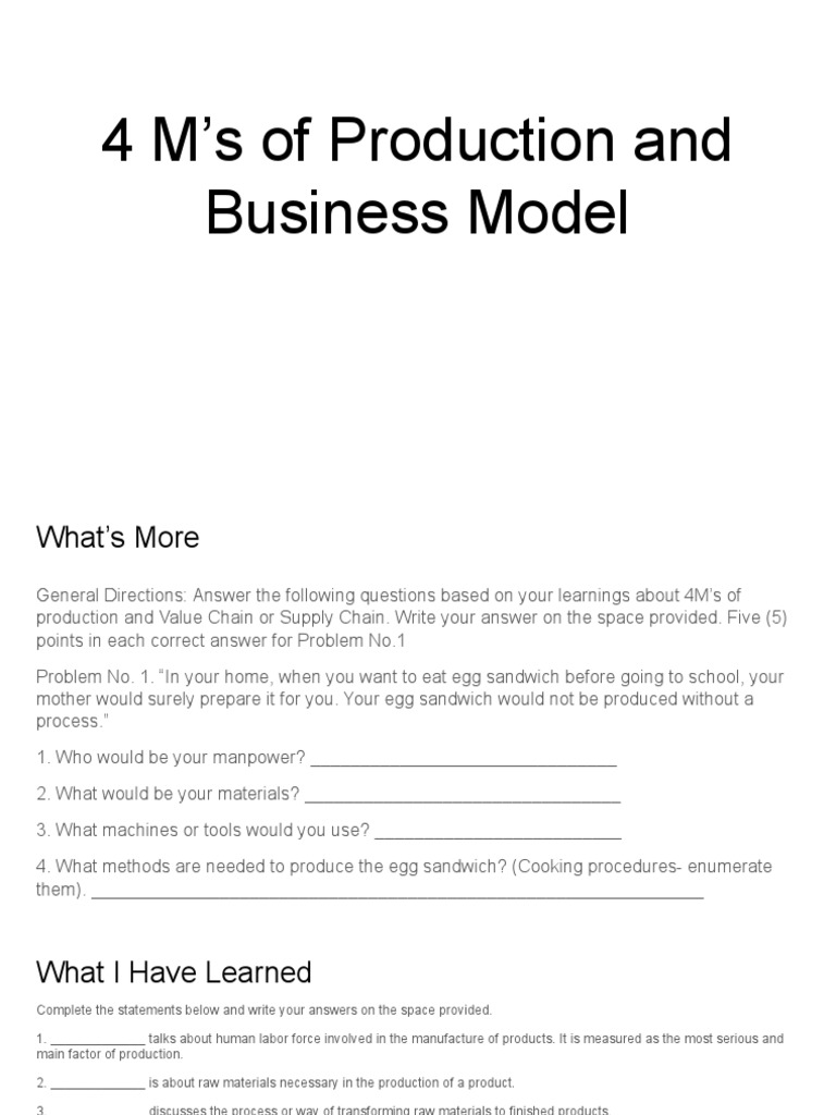 4 M's of Production Explained | PDF | Business Model | Business