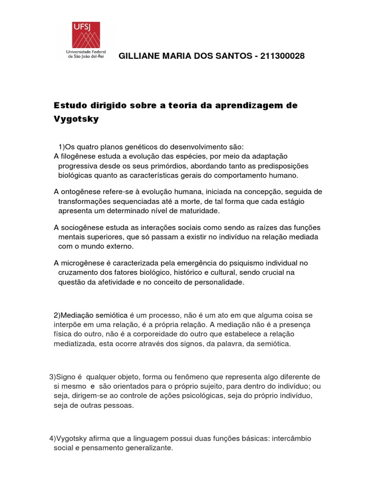 Aprendizagem e Vygotsky na Educação | PDF | Aprendizado | Química
