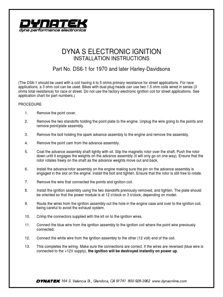 DynatekSElectronicIgnition Dual Fire PDF Ignition System