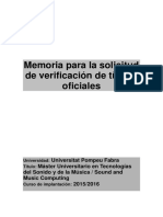 Memoria para La Solicitud de Verificación de Títulos Oficiales