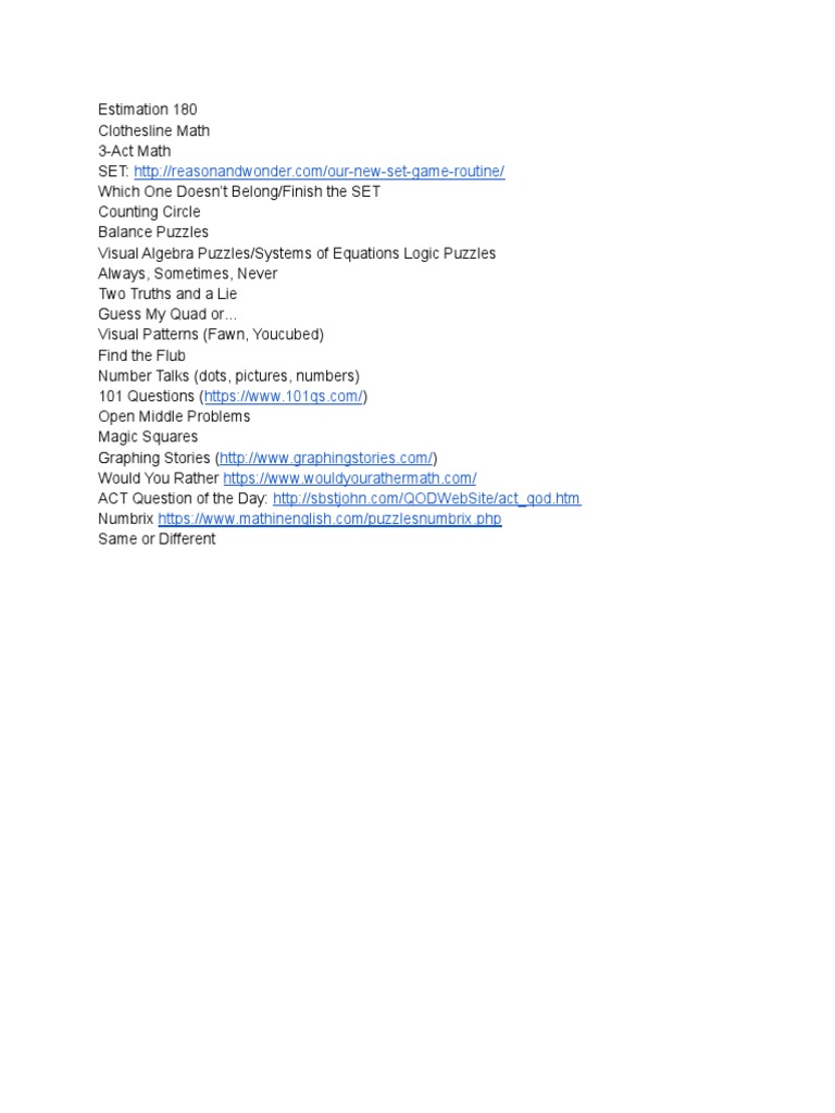Math Instructional Routines | PDF | Teaching Methods & Materials ...