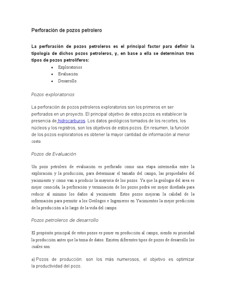 Perforación de Pozos Petrolero PDF Pozo