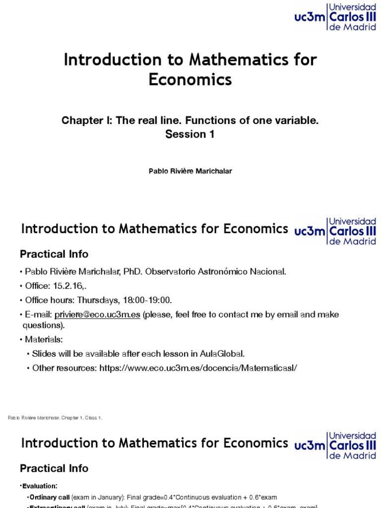 Intro to Math for Economics: Chapter 1 | PDF | Equations | Inequality ...