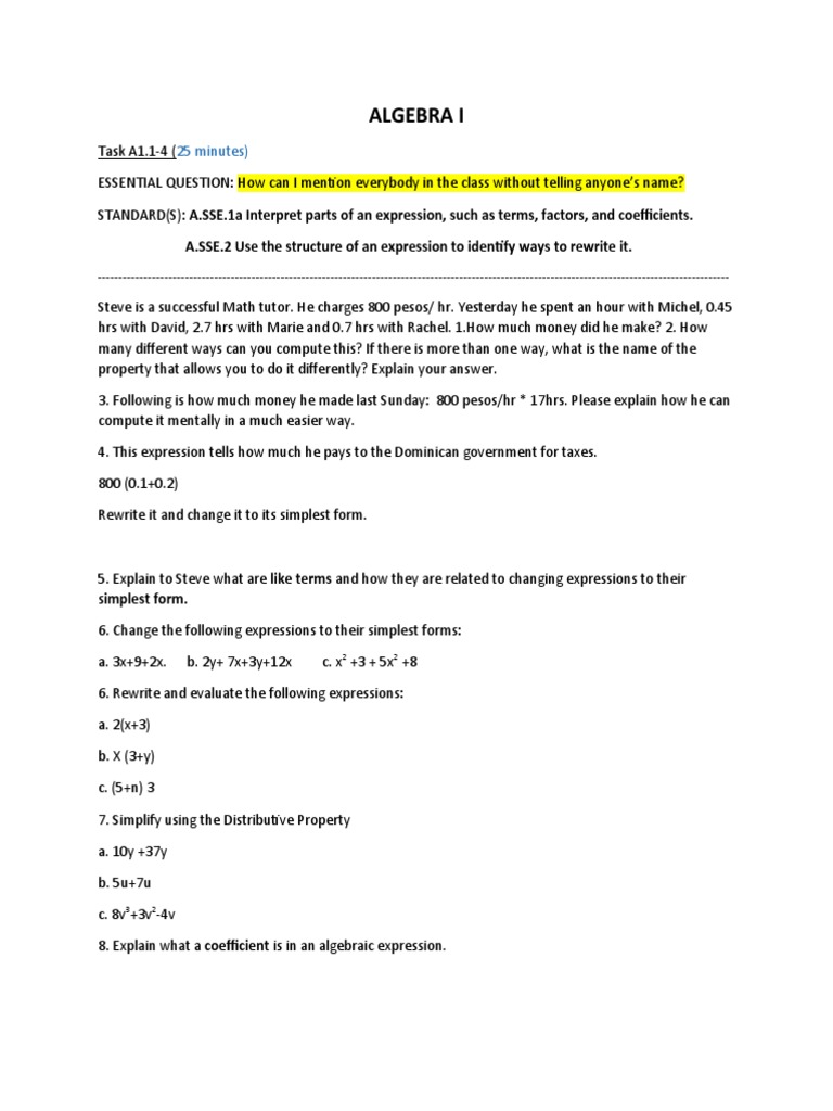 Algebra I: 25 Minutes) | PDF | Teaching Methods & Materials | Computers