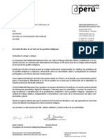 Carta de La Asociación Red Solidaridad Alemania-Perú Felicitando A Servindi Por Sus 20 Años